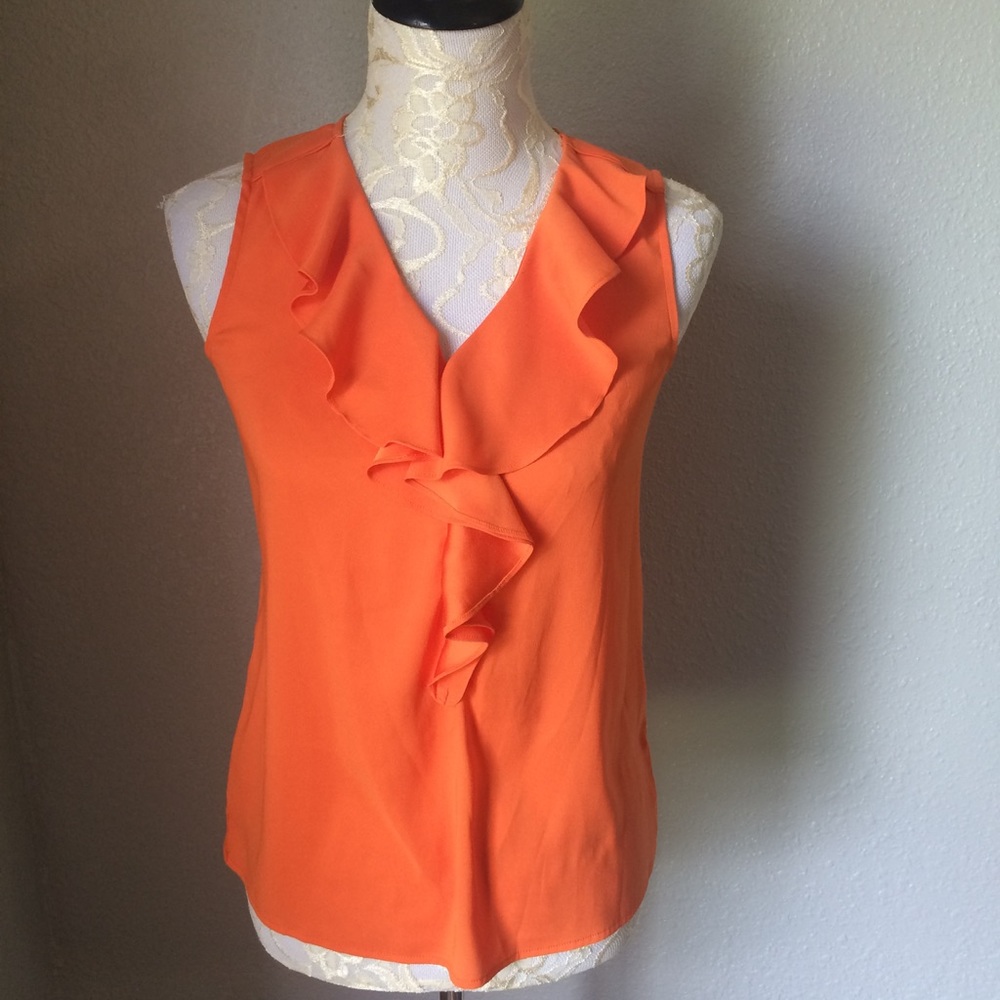 💚Ann Taylor Harvest Orange Ruffle Tank